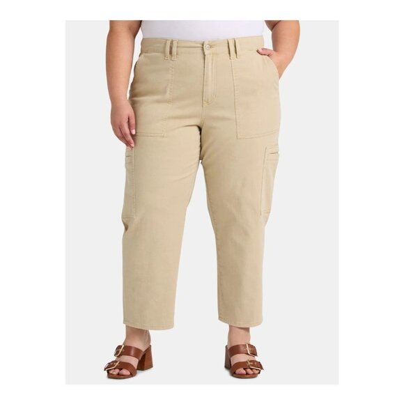 NWT Terra & Sky Women’s Plus Size Utility Pants – Size 20W – Beige - Waist 45.5" - Picture 1 of 7